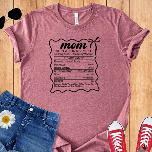 Mom Nutritional Facts in Black