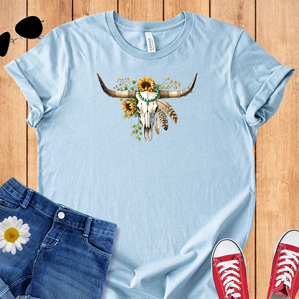 Longhorn Skull Sunflowers