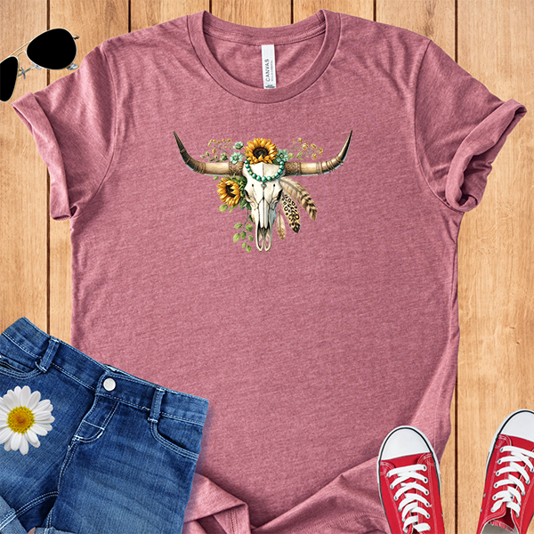 Longhorn Skull Sunflowers