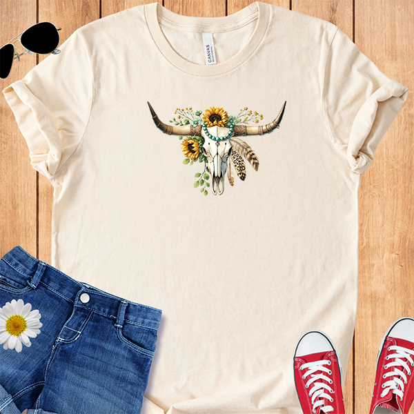 Longhorn Skull Sunflowers