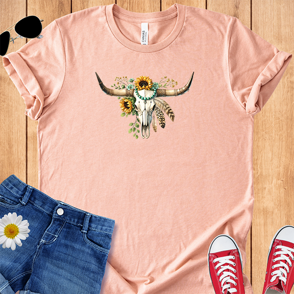 Longhorn Skull Sunflowers