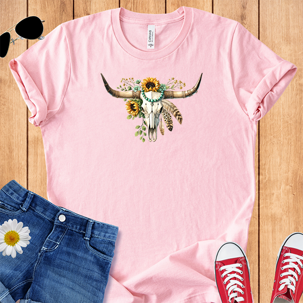 Longhorn Skull Sunflowers