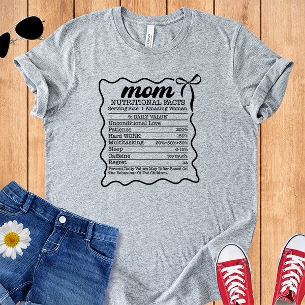 Mom Nutritional Facts in Black