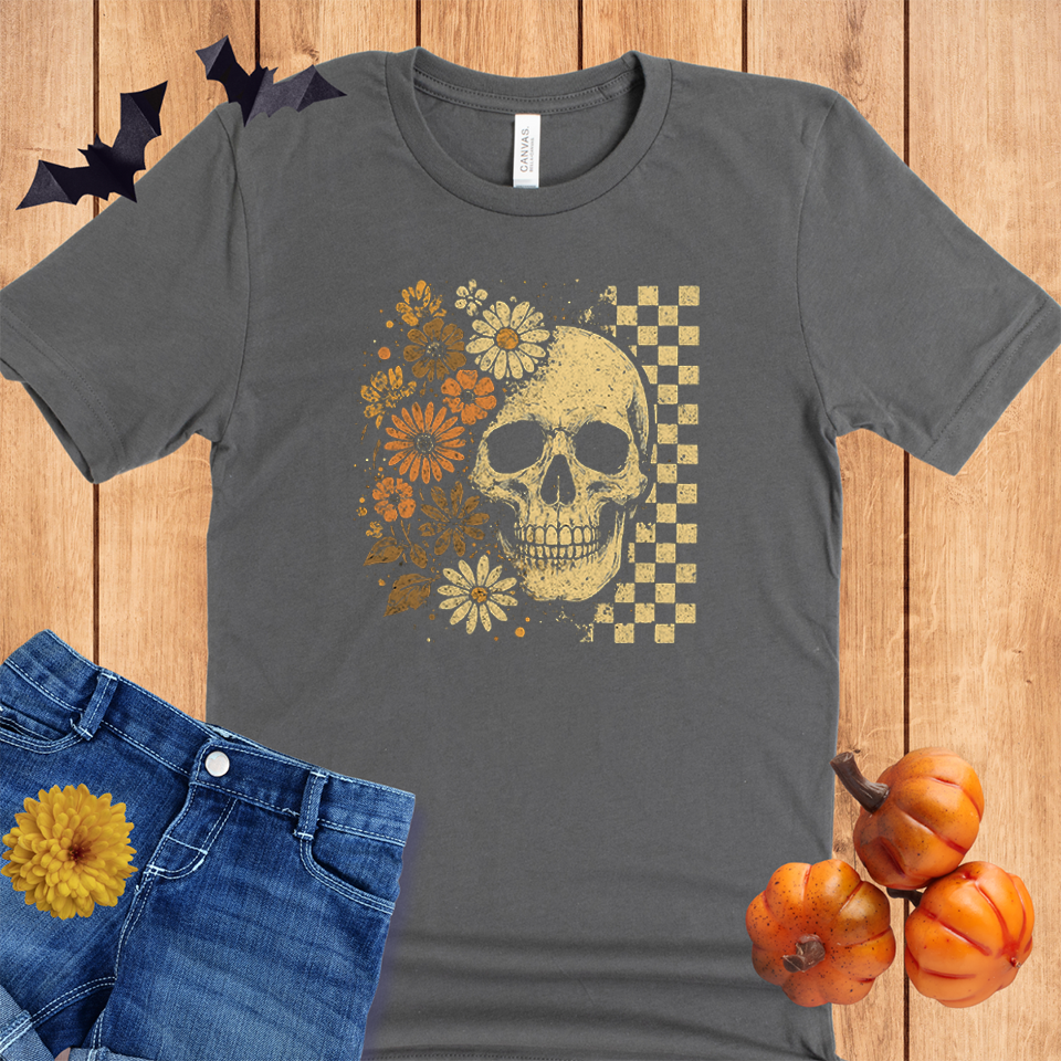 Halloween Skull Checkers Flowers