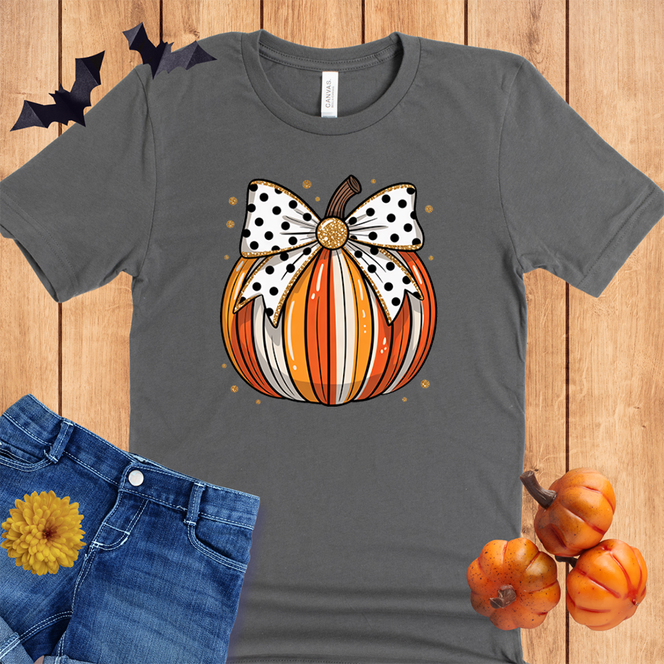 Halloween Autumn Pumpkin with Polka Dot Bow