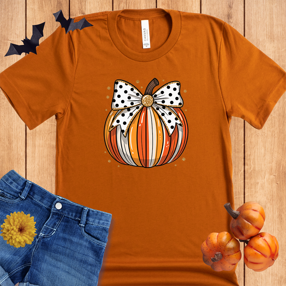 Halloween Autumn Pumpkin with Polka Dot Bow