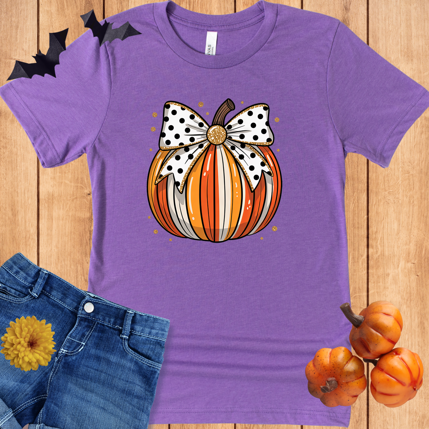 Halloween Autumn Pumpkin with Polka Dot Bow