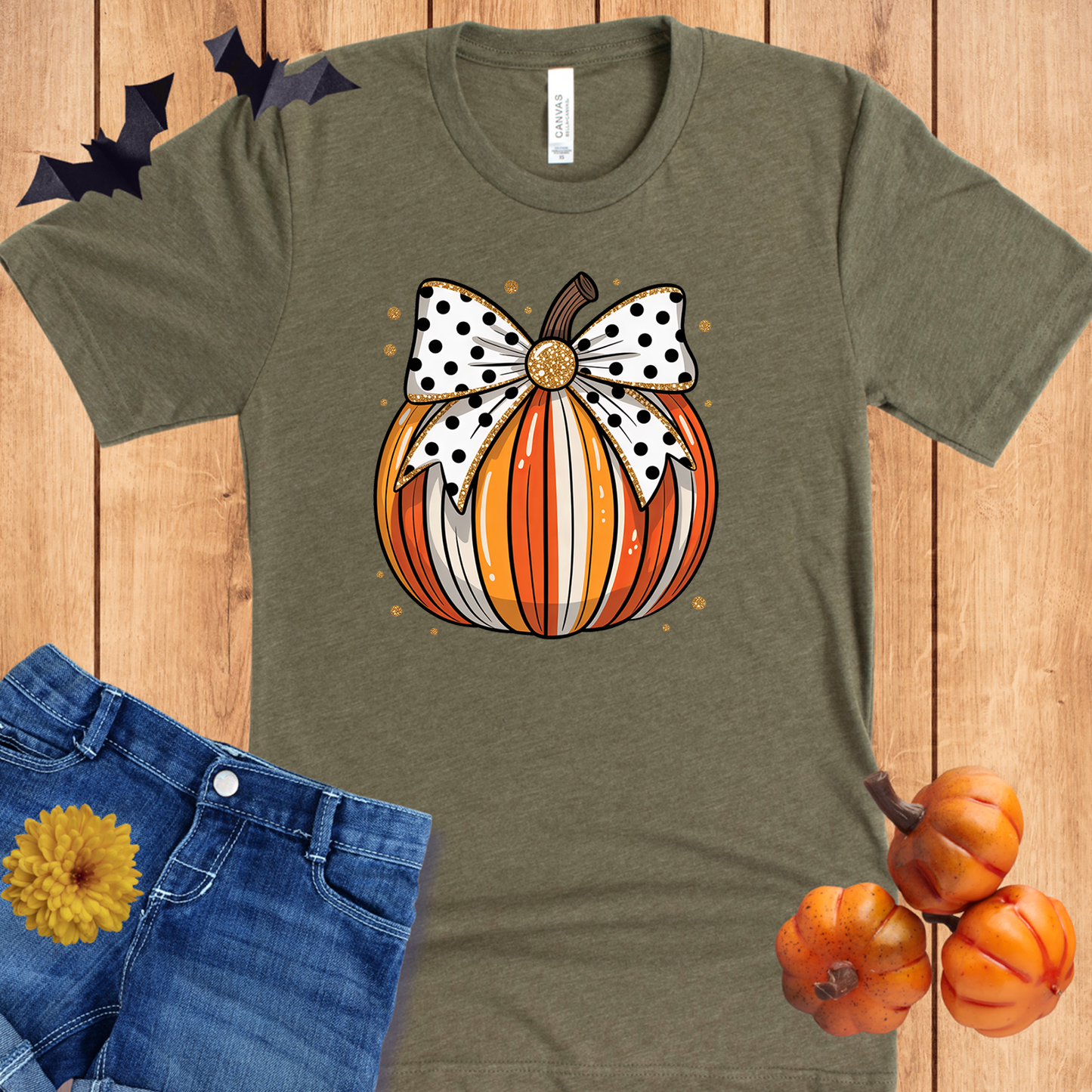 Halloween Autumn Pumpkin with Polka Dot Bow
