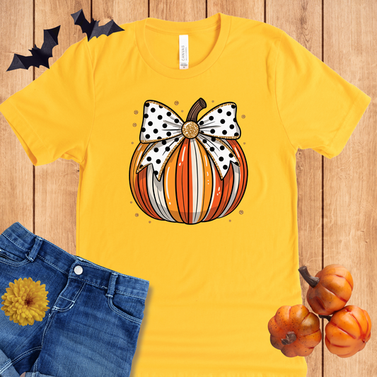 Halloween Autumn Pumpkin with Polka Dot Bow