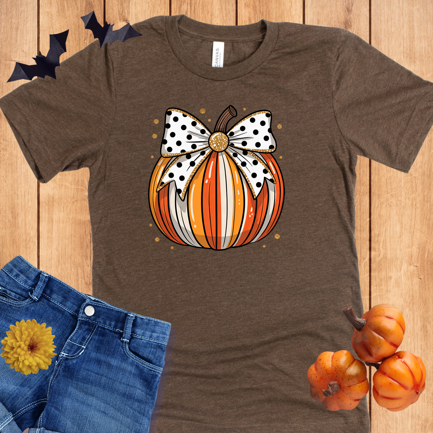 Halloween Autumn Pumpkin with Polka Dot Bow